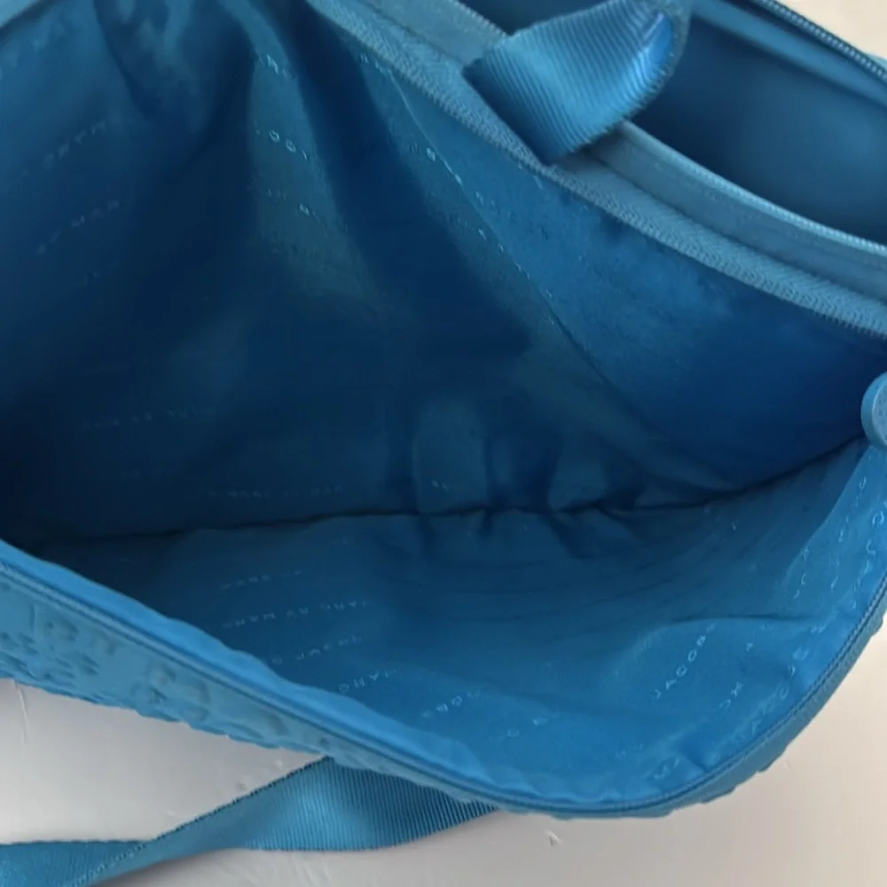 Marc by Marc Jacobs Embossed Blue Neoprene Laptop Bag Crossbody